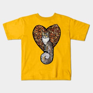 Orange Daisy Maine Coon Kids T-Shirt